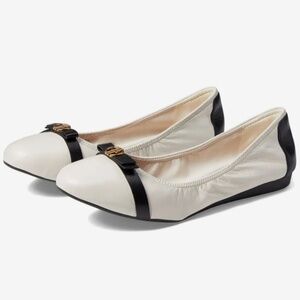 Cole Haan Tova Bow Ballet Flats NWT size 8.5 Ivory / Black